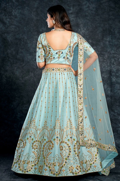 Italian Silk Designer Lehenga Choli In Sky Blue Colour LC1270020 B