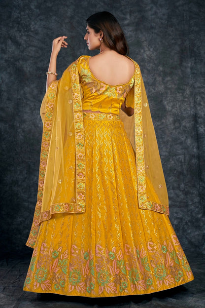 Italian Silk Designer Lehenga Choli In Yellow Colour LC1270016 B
