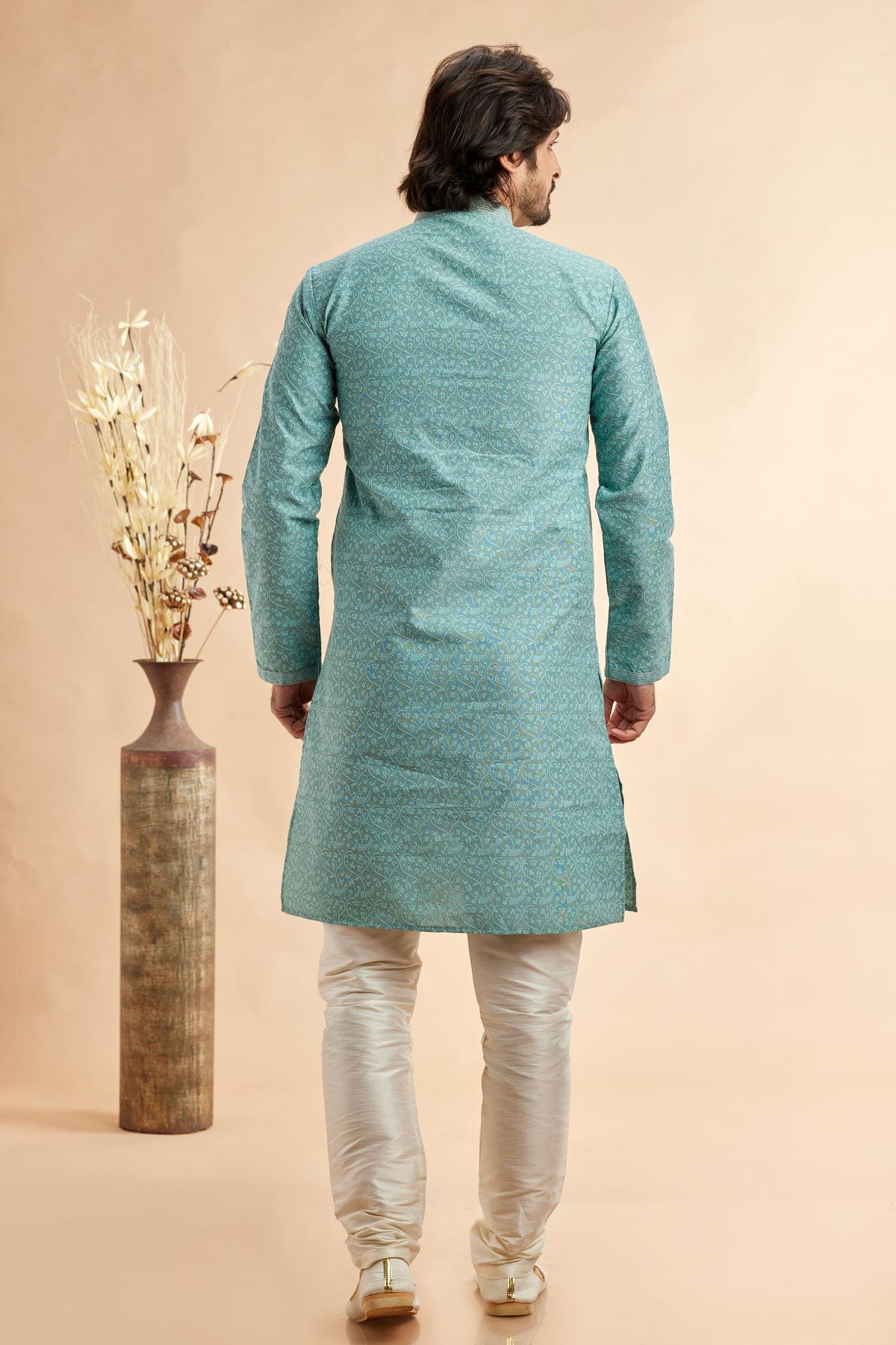 Jacquard Art Silk Embroidery Kurta Pajama In Blue Colour KP1230508 3