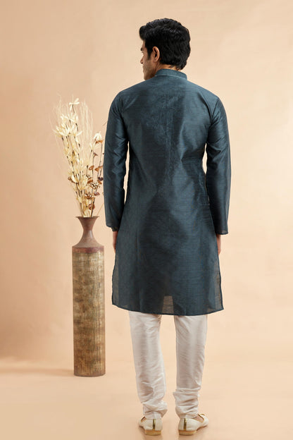 Jacquard Art Silk Embroidery Kurta Pajama In Grey Colour KP1230507 3