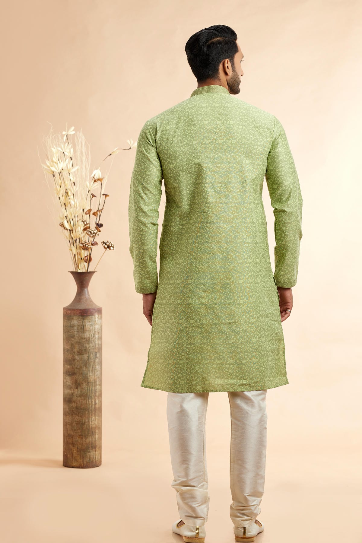Jacquard Art Silk Embroidery Kurta Pajama In Pista Green Colour KP1230510 1