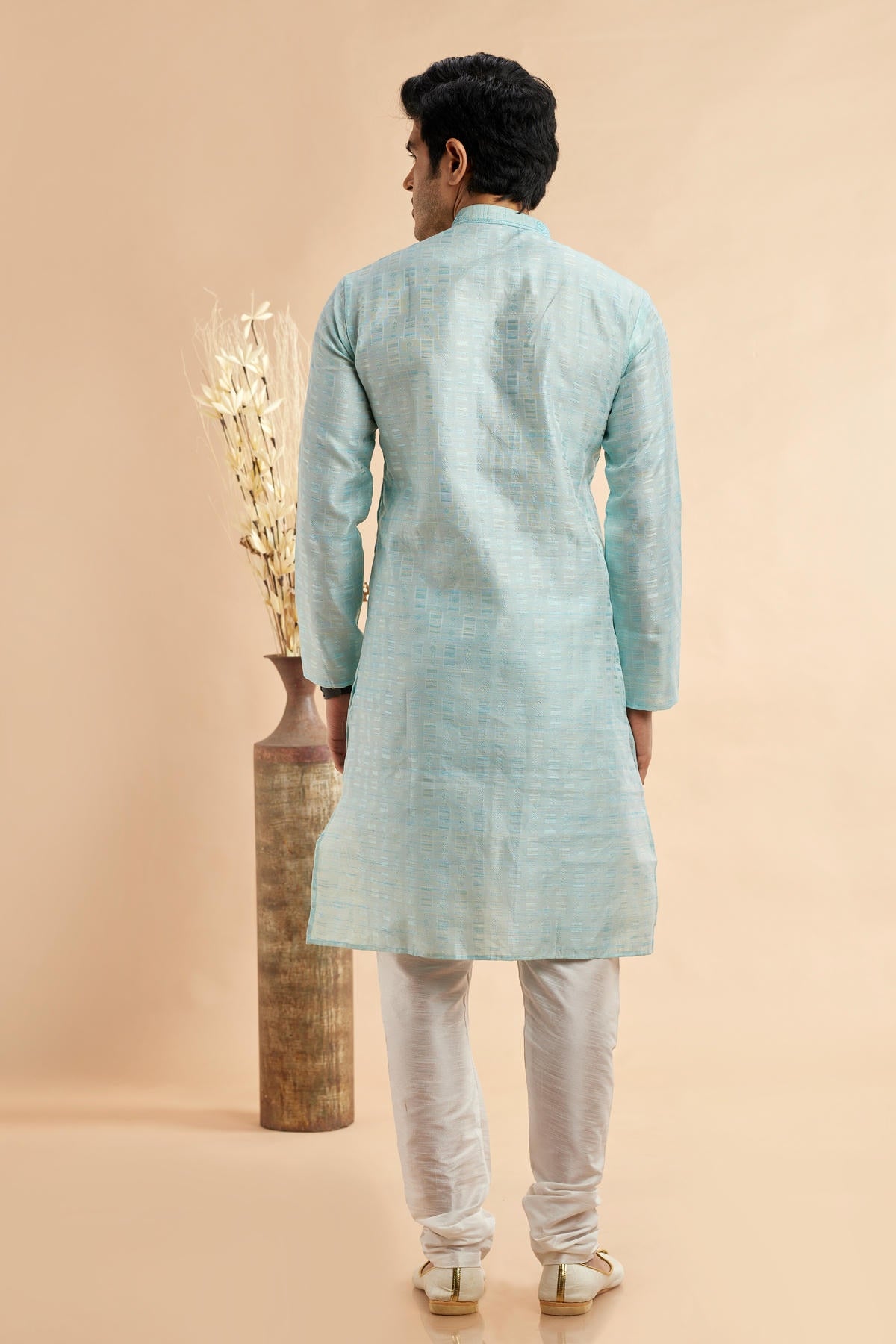 Jacquard Art Silk Embroidery Kurta Pajama In Sky Blue Colour KP1230501 3