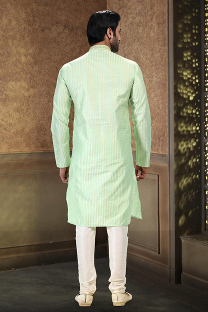 Jacquard Art Silk Kurta Pajama In Cream colour KP1230364 C