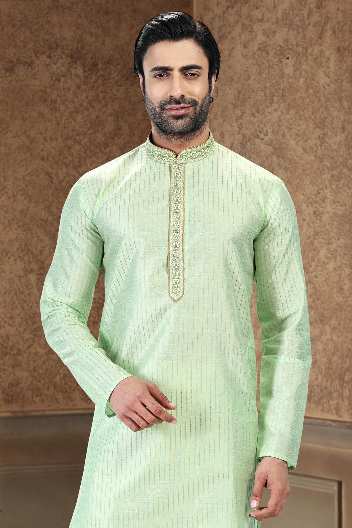 Jacquard Art Silk Kurta Pajama In Cream colour KP1230364 D