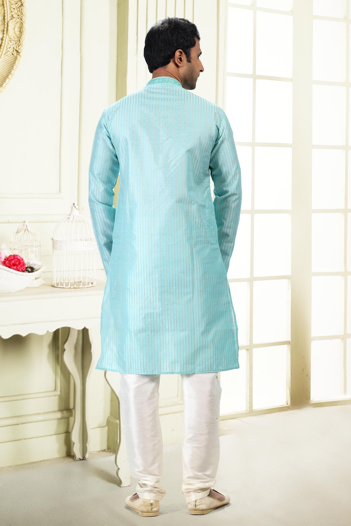Jacquard Art Silk Kurta Pajama In Cream colour KP1230365 C