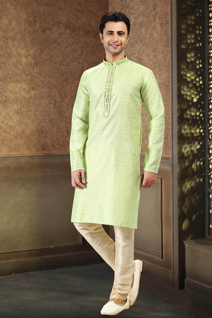 Jacquard Art Silk Kurta Pajama In Gold colour KP1230366 A