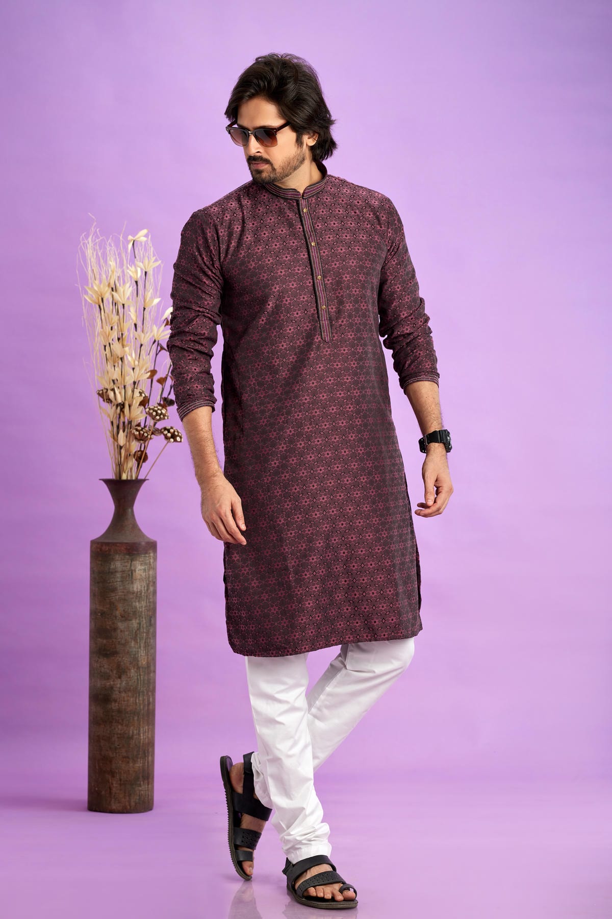 Jacquard Art Soft Silk Pintux Work Kurta Pajama In Maroon Colour KP1230496 1