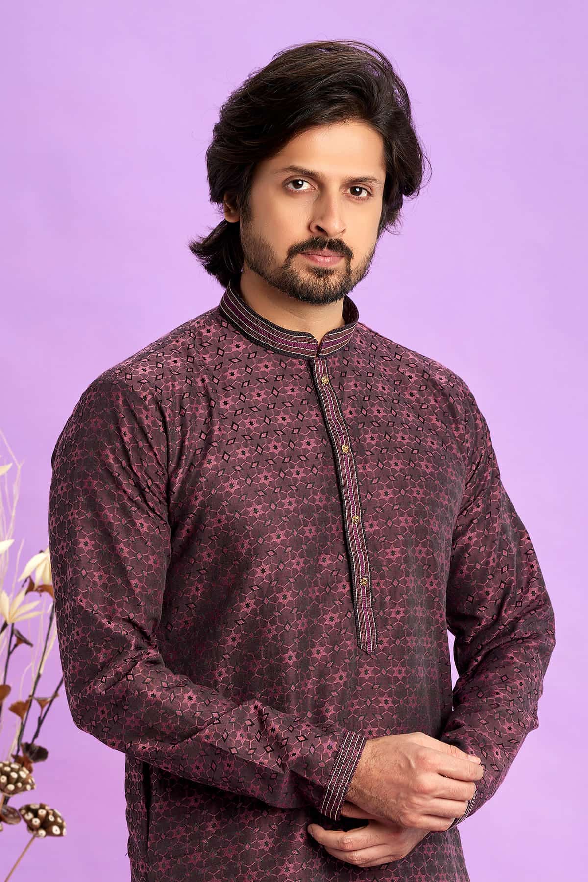 Jacquard Art Soft Silk Pintux Work Kurta Pajama In Maroon Colour KP1230496 2