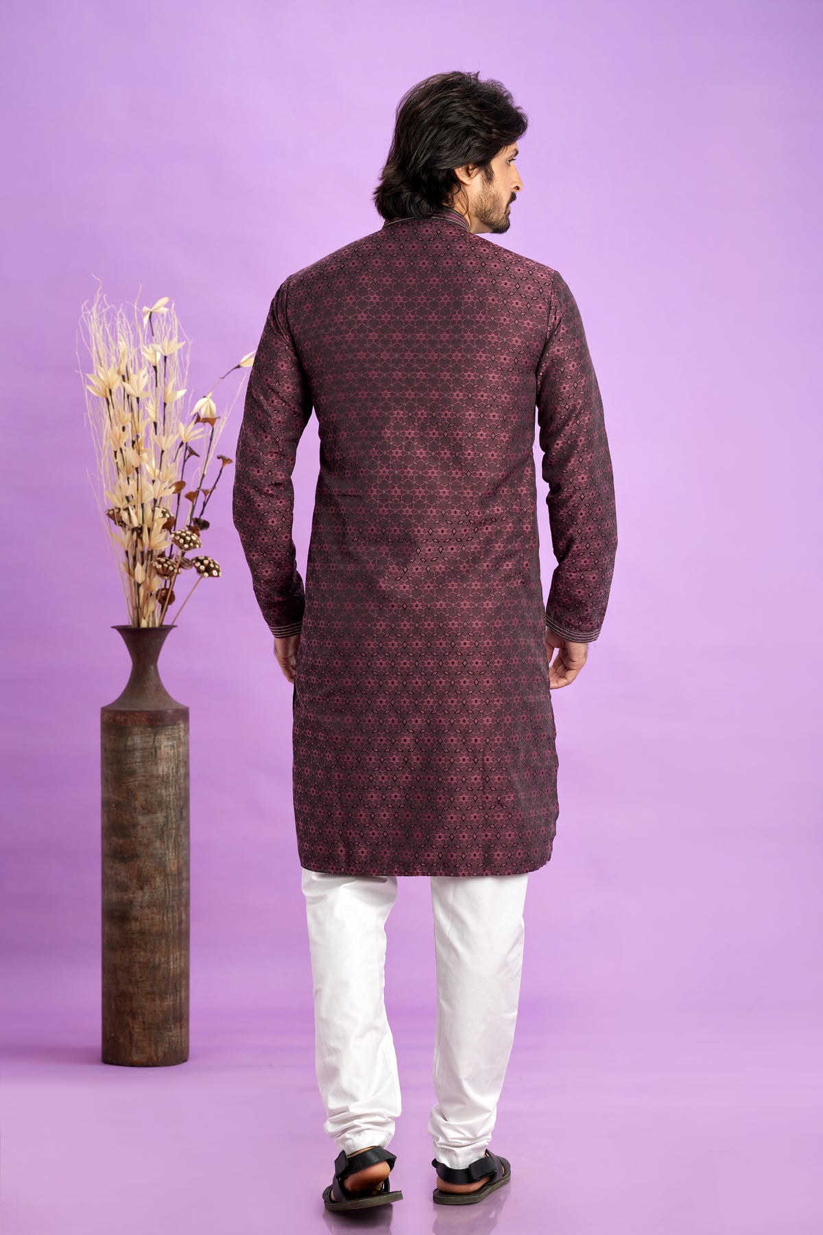 Jacquard Art Soft Silk Pintux Work Kurta Pajama In Maroon Colour KP1230496 3