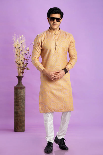 Jacquard Art Soft Silk Solid Kurta Pajama In Brown Colour KP1230499 1