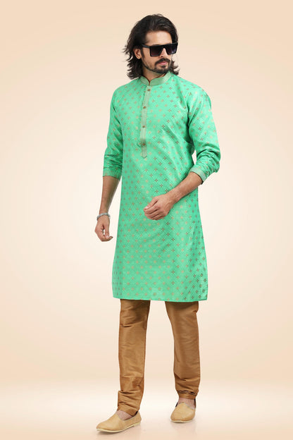 Jacquard Banarasi Silk Kurta Pajama In Beige colour KP1230341 A
