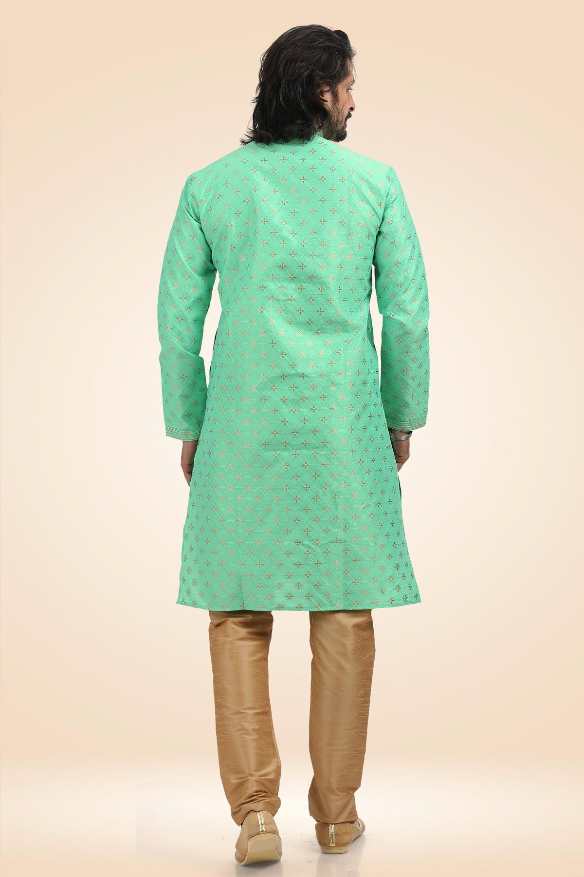 Jacquard Banarasi Silk Kurta Pajama In Beige colour KP1230341 B