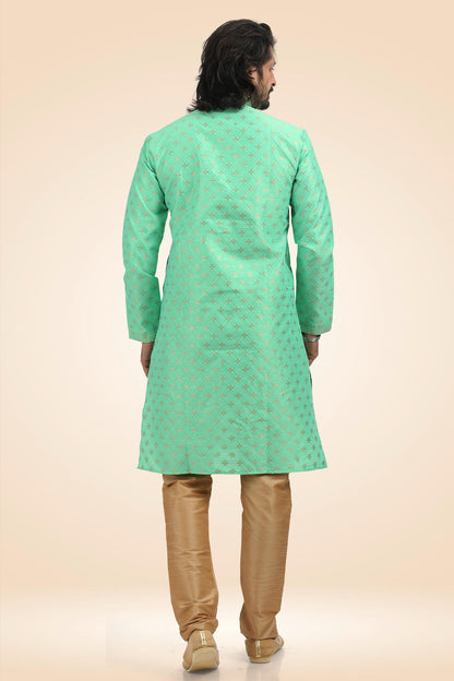 Jacquard Banarasi Silk Kurta Pajama In Beige colour KP1230341 B