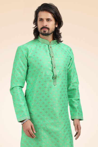 Jacquard Banarasi Silk Kurta Pajama In Beige colour KP1230341 C