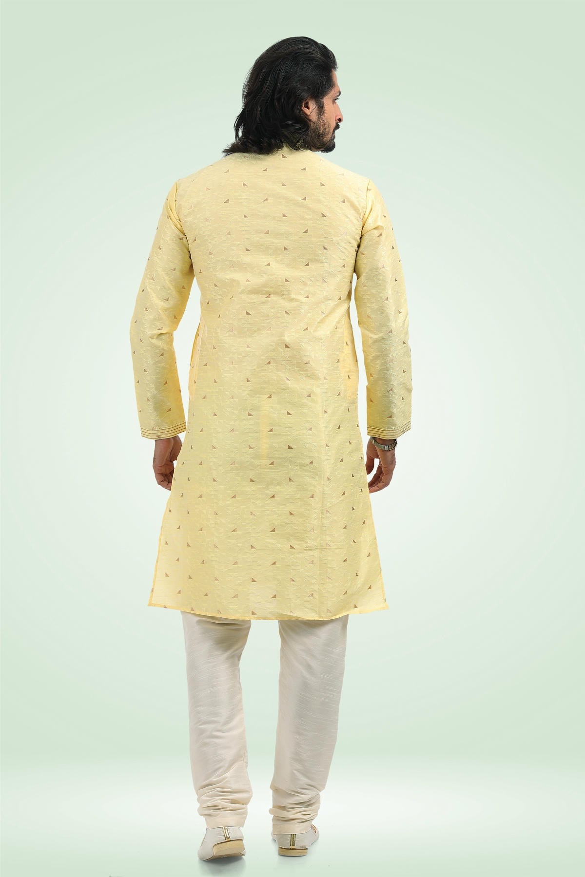Jacquard Banarasi Silk Kurta Pajama In Cream colour KP1230339 B
