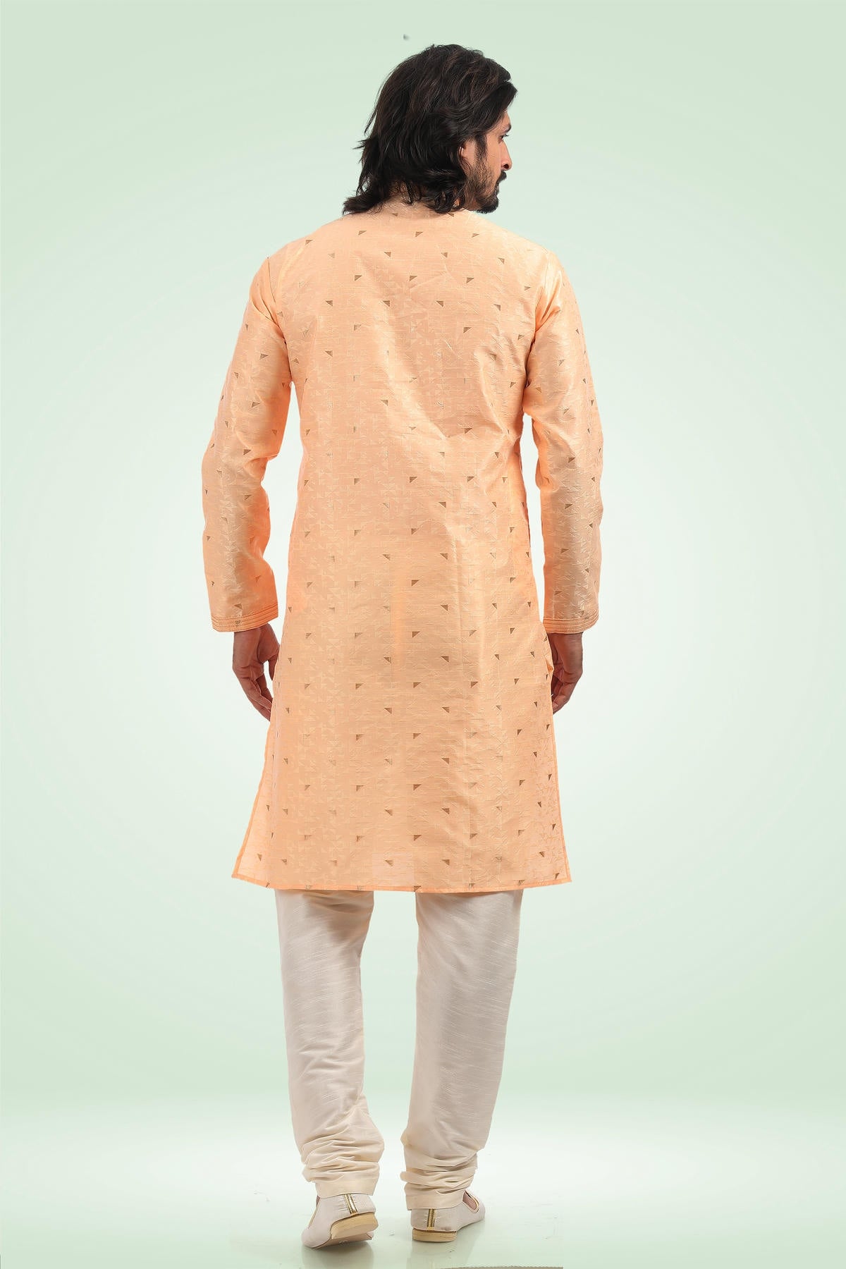 Jacquard Banarasi Silk Kurta Pajama In Cream colour KP1230340 B