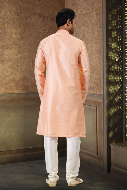 Jacquard Banarasi Silk Kurta Pajama In Cream colour KP1230356 C