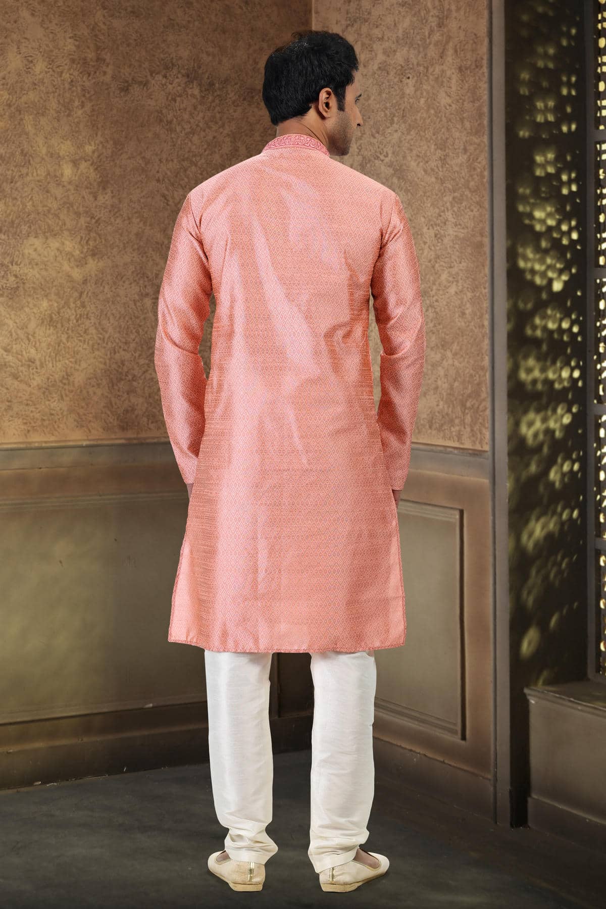 Jacquard Banarasi Silk Kurta Pajama In Cream colour KP1230358 C