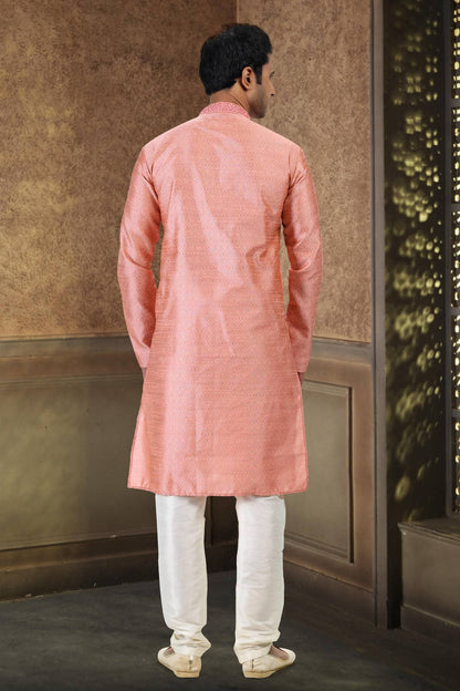 Jacquard Banarasi Silk Kurta Pajama In Cream colour KP1230358 C