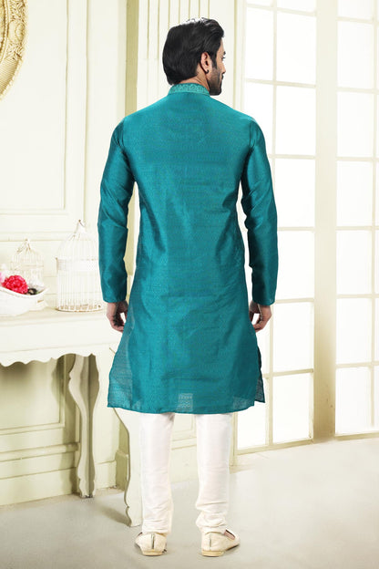 Jacquard Banarasi Silk Kurta Pajama In Cream colour KP1230359 C