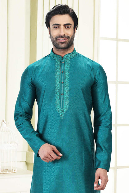 Jacquard Banarasi Silk Kurta Pajama In Cream colour KP1230359 D