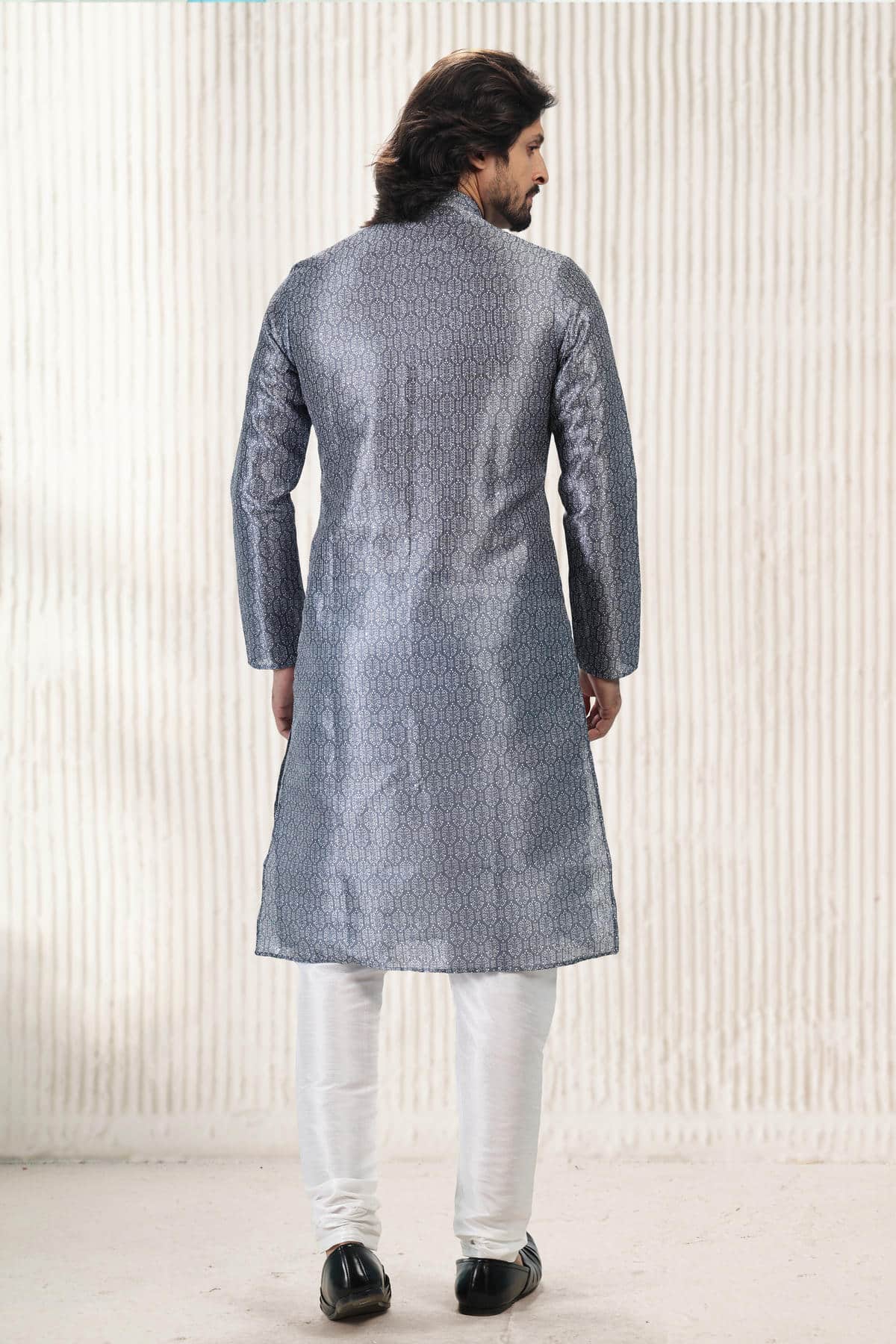 Jacquard Banarasi Silk Kurta Pajama In Dark Grey colour KP1230421 C