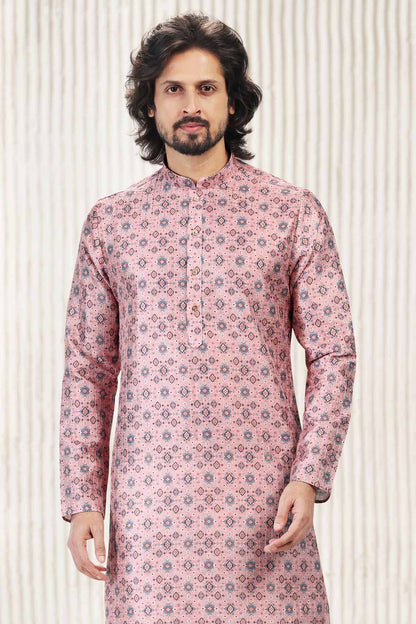 Jacquard Banarasi Silk Kurta Pajama In Dark Pink colour KP1230413 D