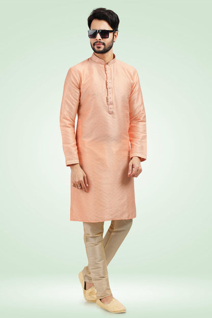 Jacquard Banarasi Silk Kurta Pajama In Gold colour KP1230343 A