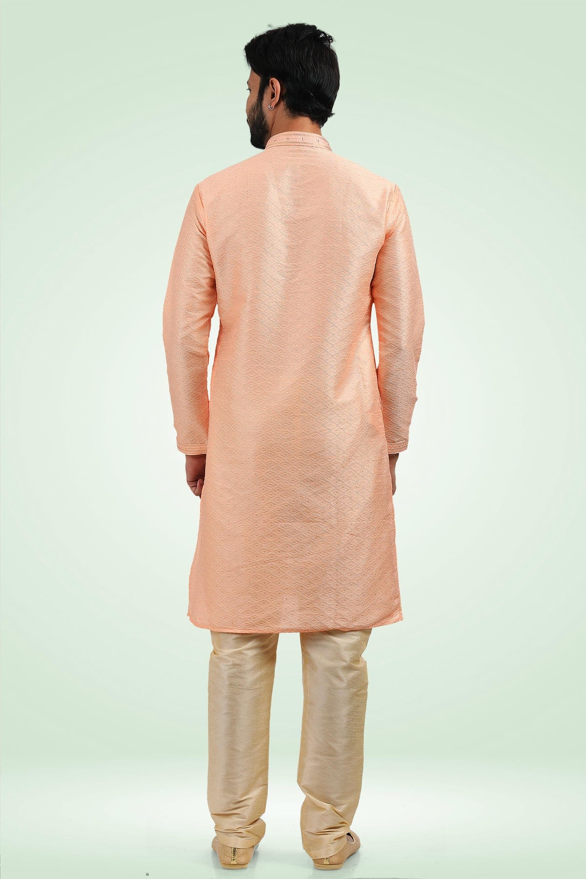 Jacquard Banarasi Silk Kurta Pajama In Gold colour KP1230343 B