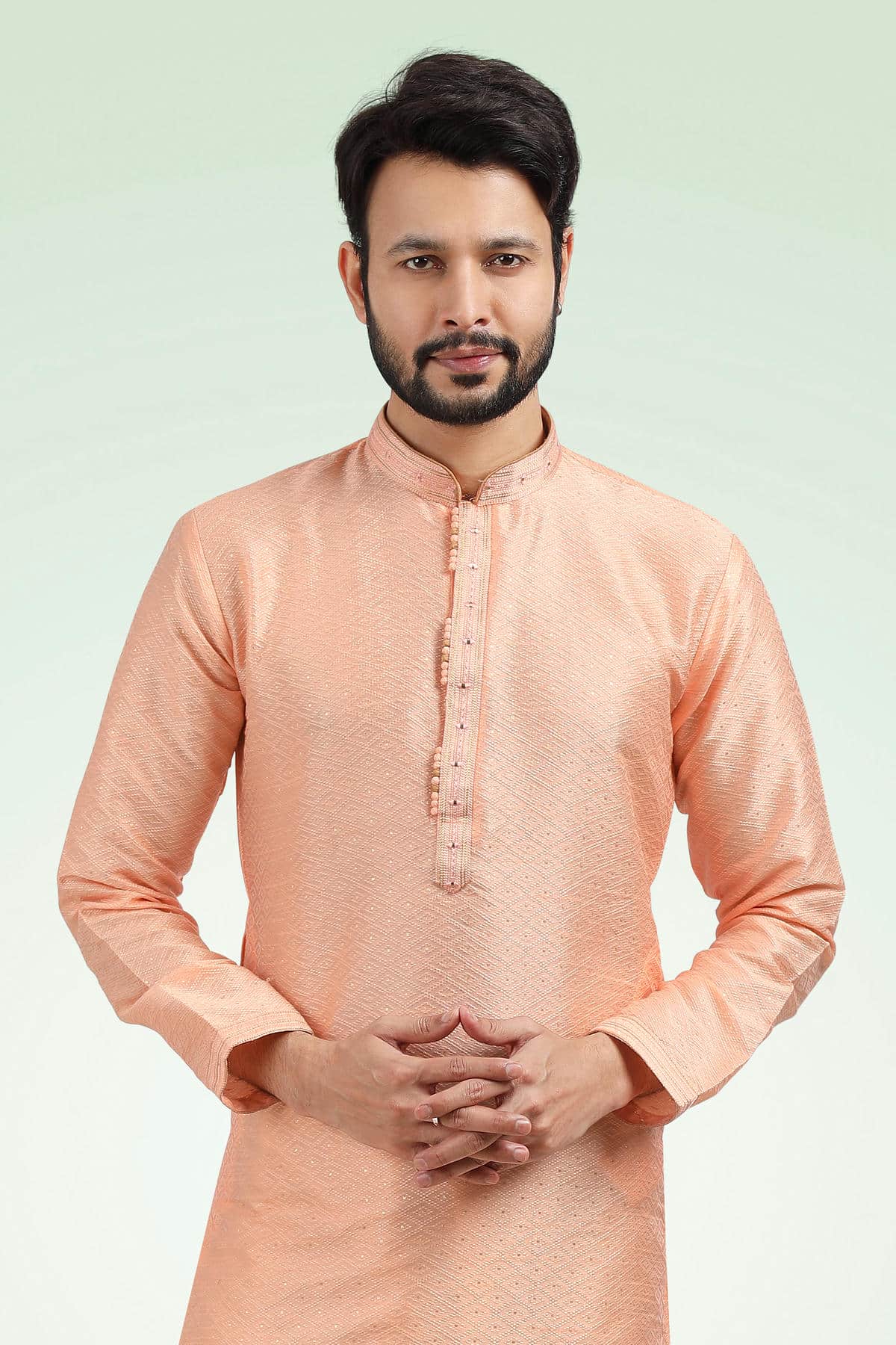 Jacquard Banarasi Silk Kurta Pajama In Gold colour KP1230343 C