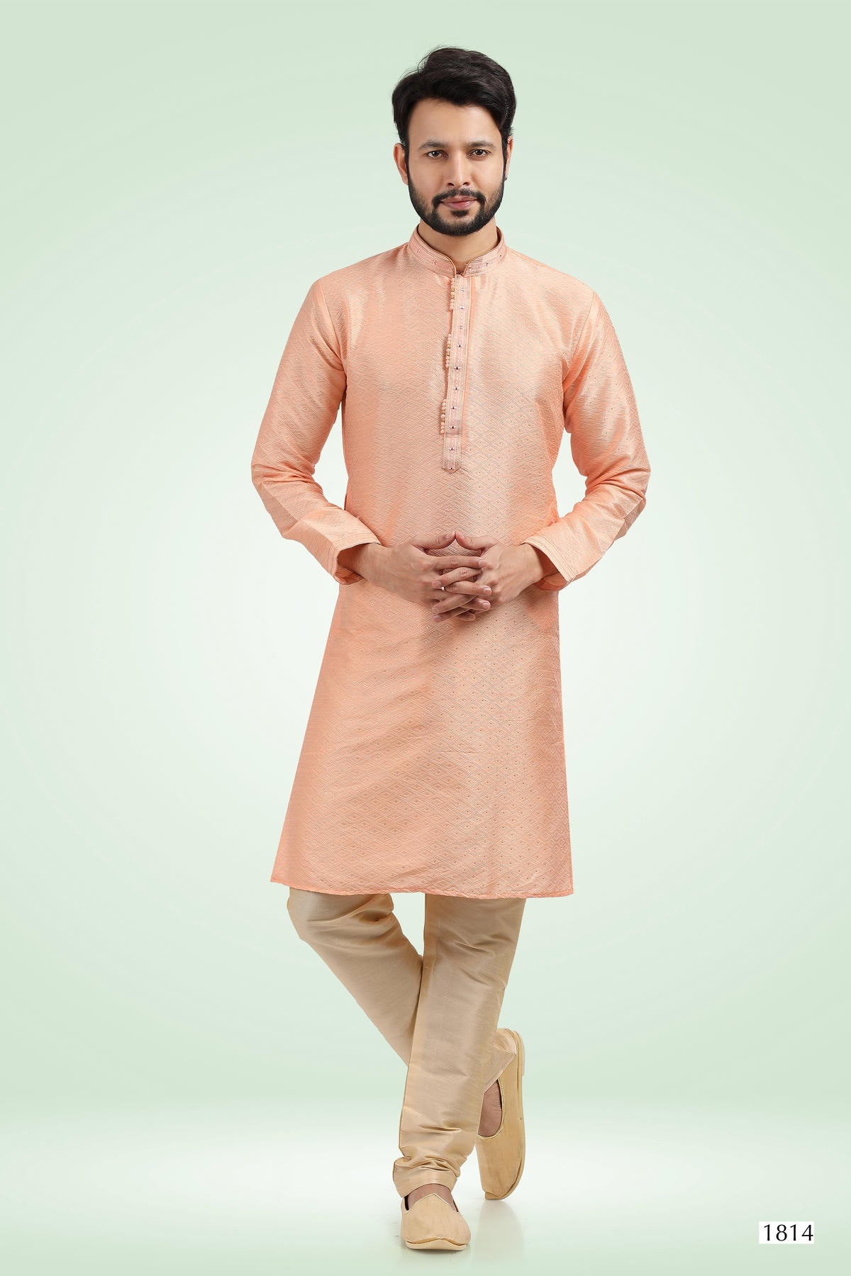 Jacquard Banarasi Silk Kurta Pajama In Gold colour KP1230343