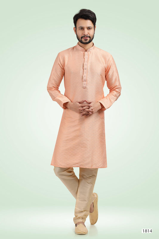 Jacquard Banarasi Silk Kurta Pajama In Gold colour KP1230343