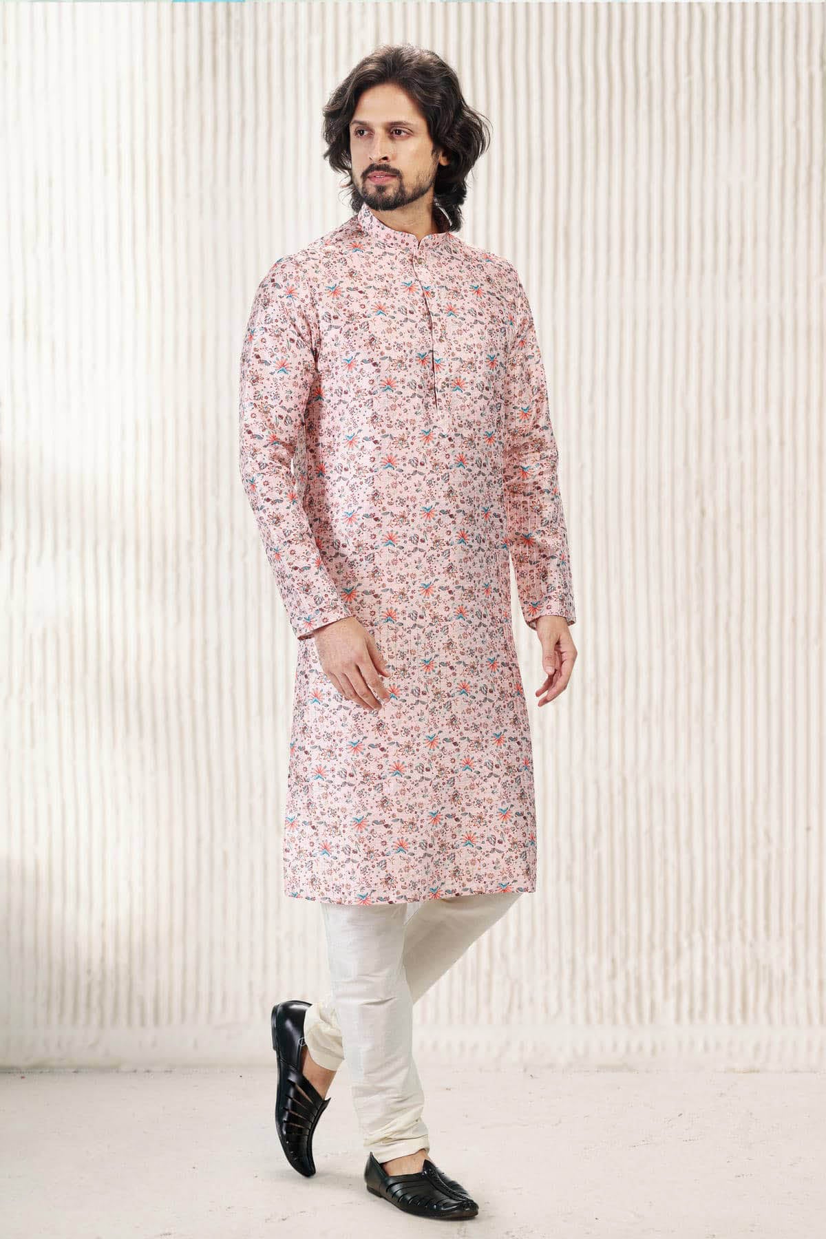 Jacquard Banarasi Silk Kurta Pajama In Peach colour KP1230419 A