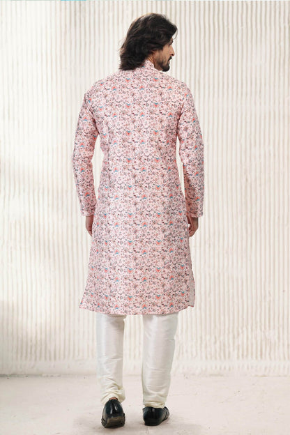 Jacquard Banarasi Silk Kurta Pajama In Peach colour KP1230419 C