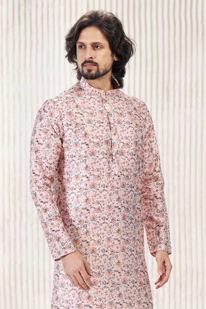 Jacquard Banarasi Silk Kurta Pajama In Peach colour KP1230419 D