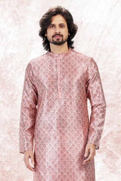 Jacquard Banarasi Silk Kurta Pajama In Pink colour KP1230408 D