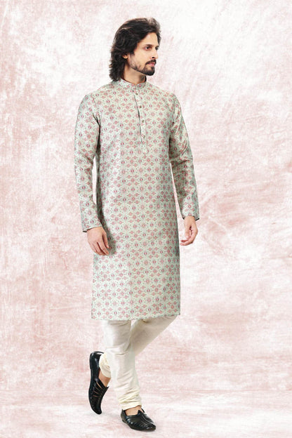 Jacquard Banarasi Silk Kurta Pajama In Pista Green colour KP1230416 A
