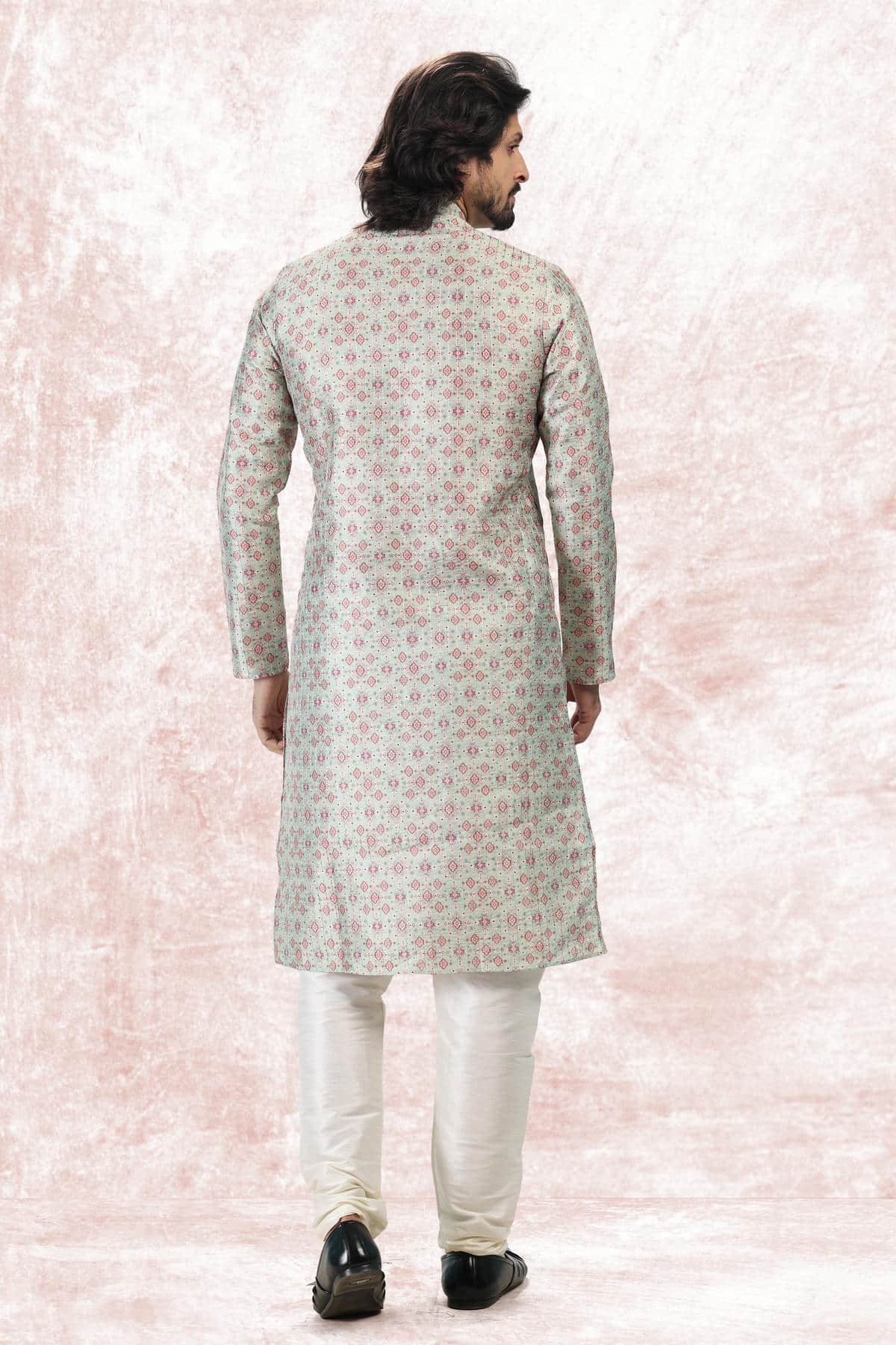Jacquard Banarasi Silk Kurta Pajama In Pista Green colour KP1230416 C