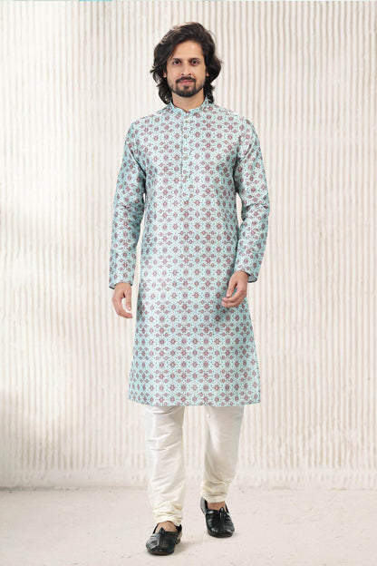 Jacquard Banarasi Silk Kurta Pajama In Sea Green colour KP1230415 A