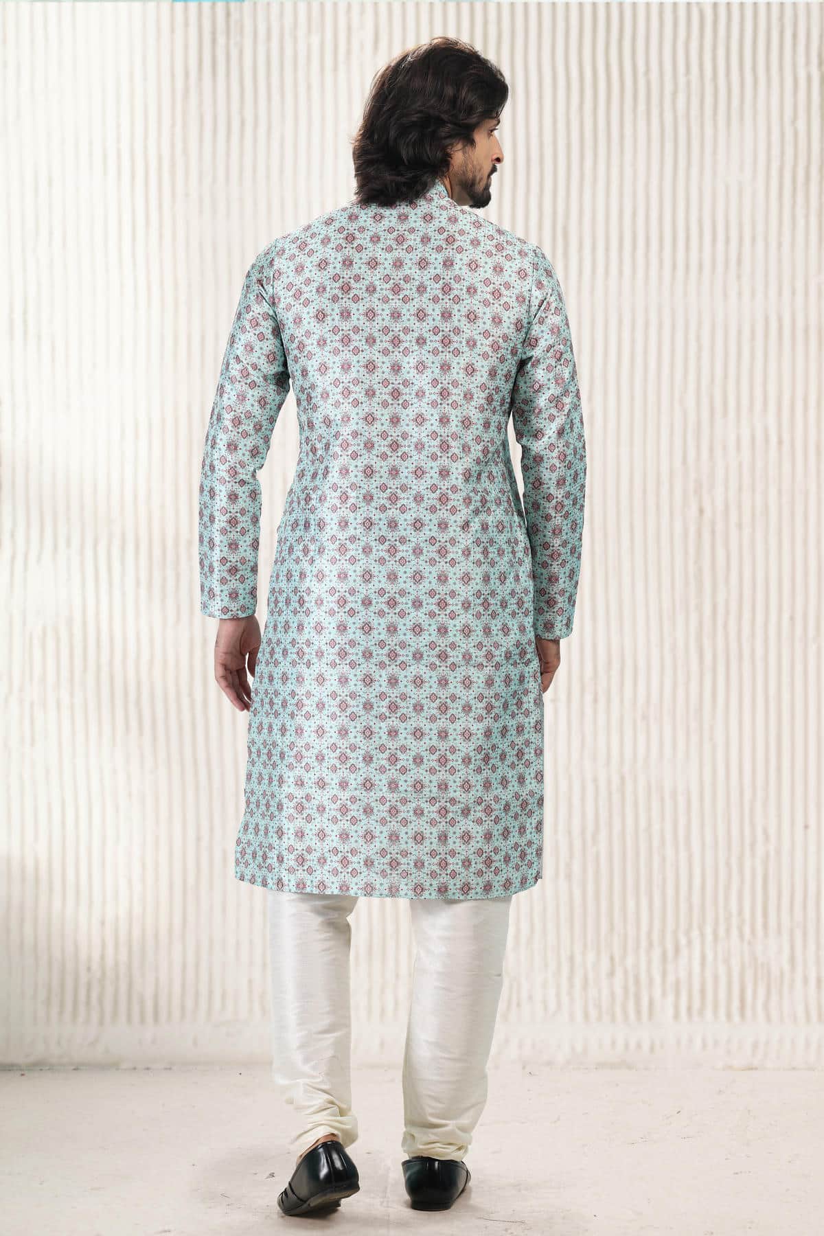 Jacquard Banarasi Silk Kurta Pajama In Sea Green colour KP1230415 C