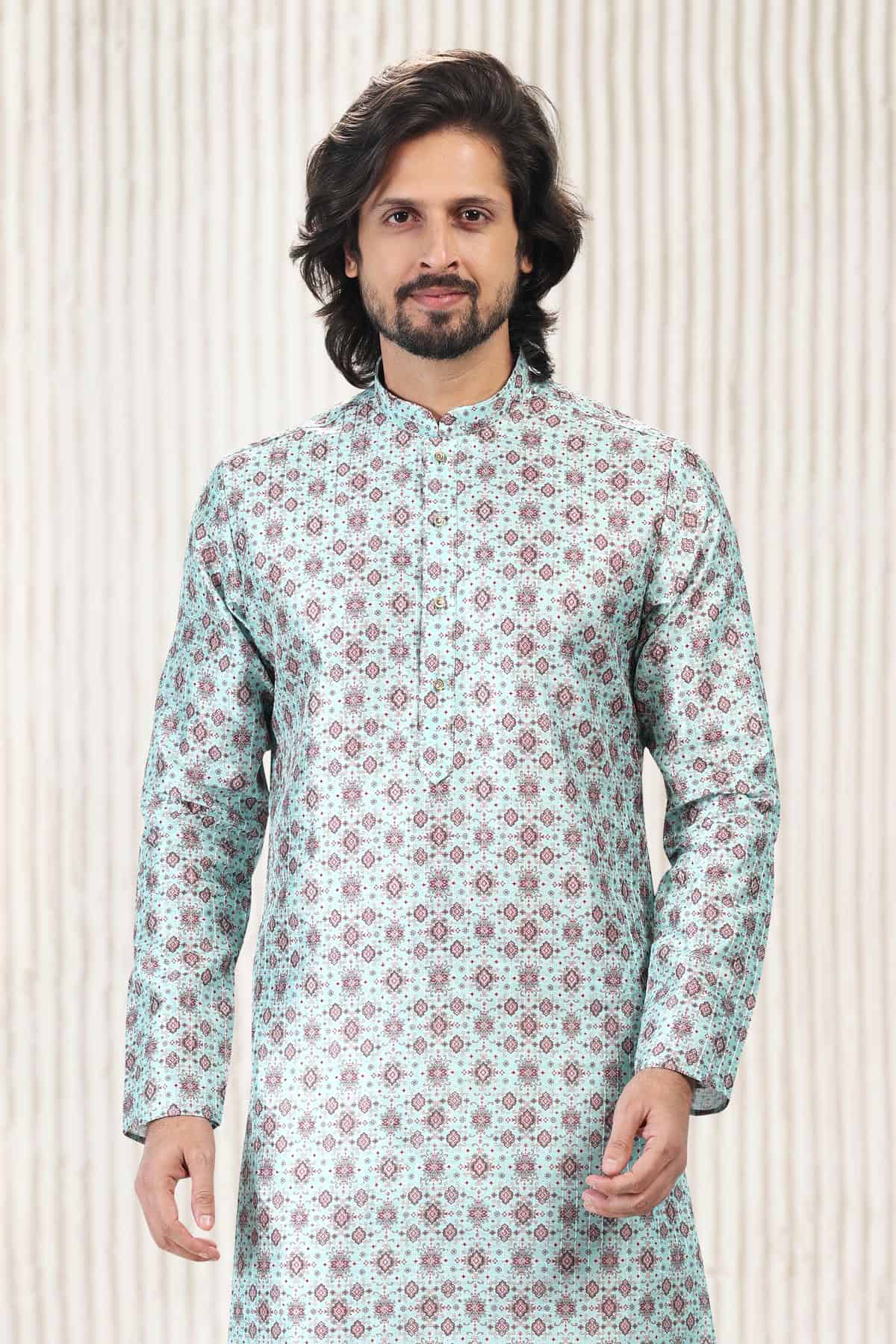 Jacquard Banarasi Silk Kurta Pajama In Sea Green colour KP1230415 D