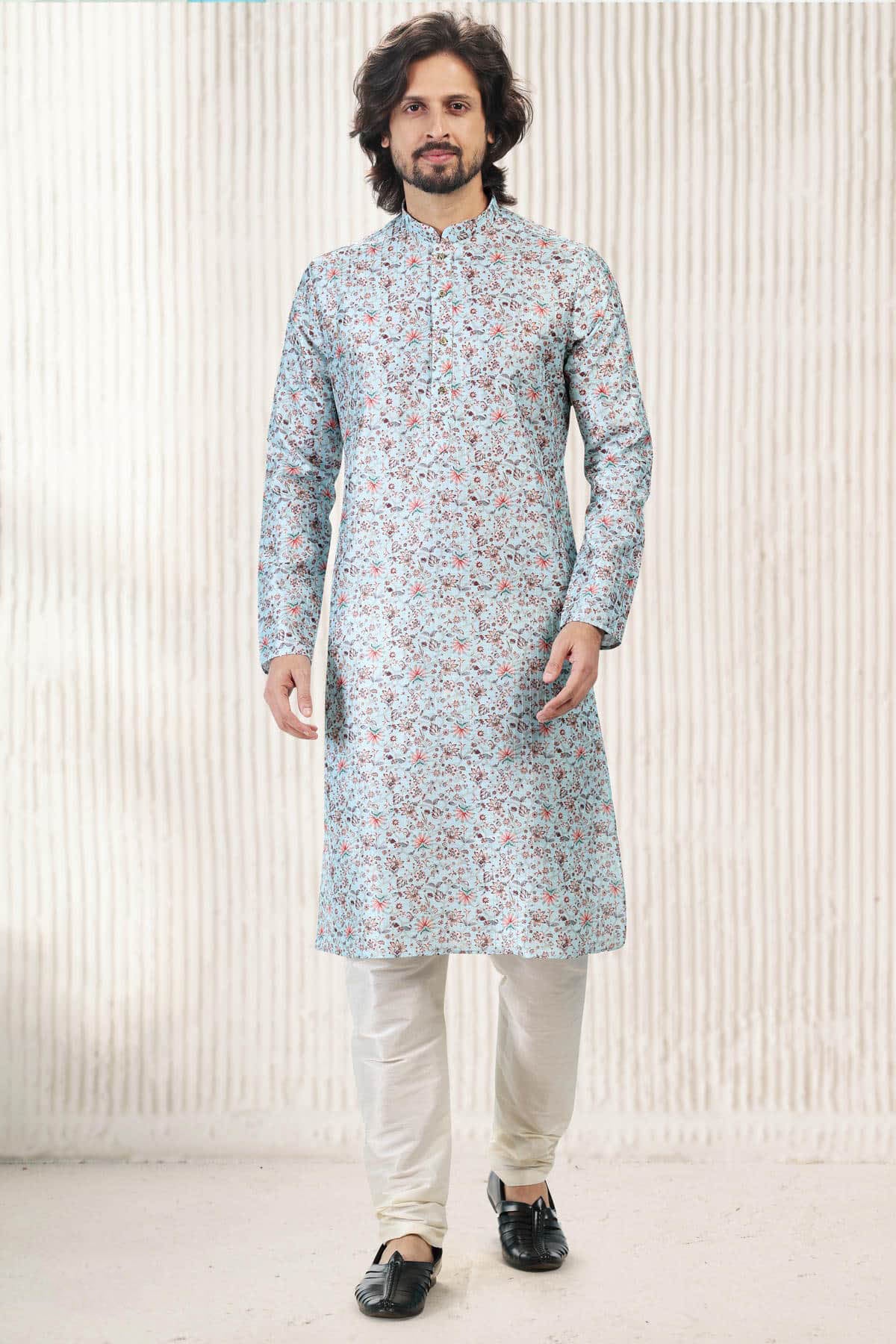 Jacquard Banarasi Silk Kurta Pajama In Sky Blue colour KP1230417 A
