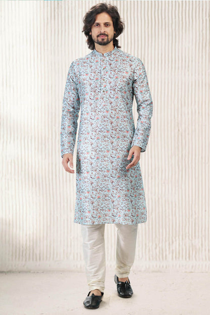 Jacquard Banarasi Silk Kurta Pajama In Sky Blue colour KP1230417 A
