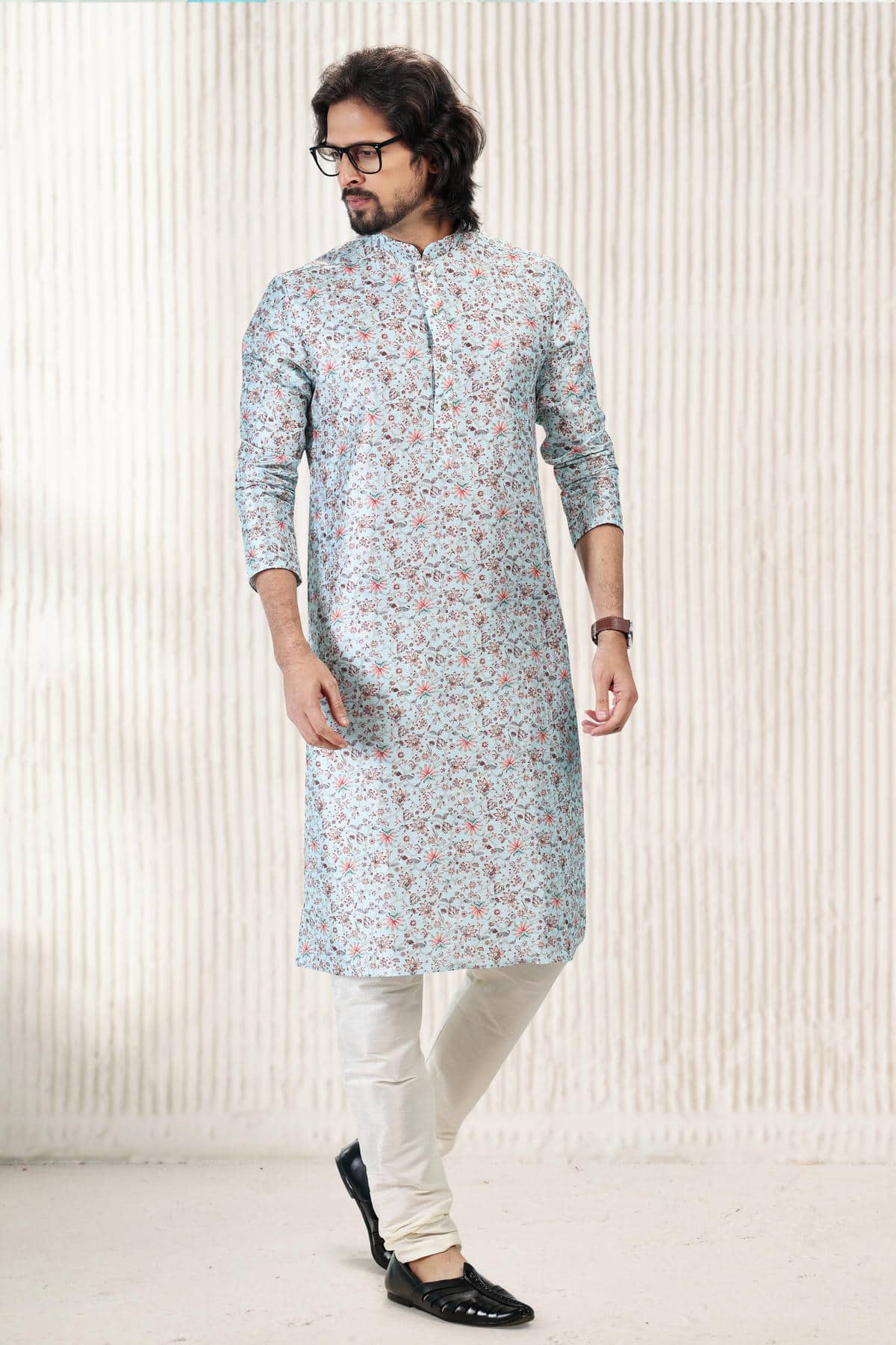 Jacquard Banarasi Silk Kurta Pajama In Sky Blue colour KP1230417 B