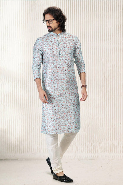 Jacquard Banarasi Silk Kurta Pajama In Sky Blue colour KP1230417 B
