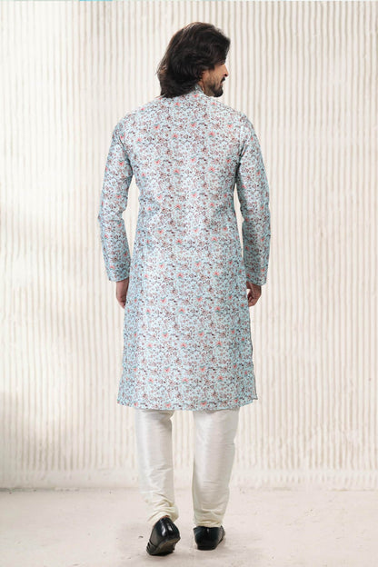 Jacquard Banarasi Silk Kurta Pajama In Sky Blue colour KP1230417 C
