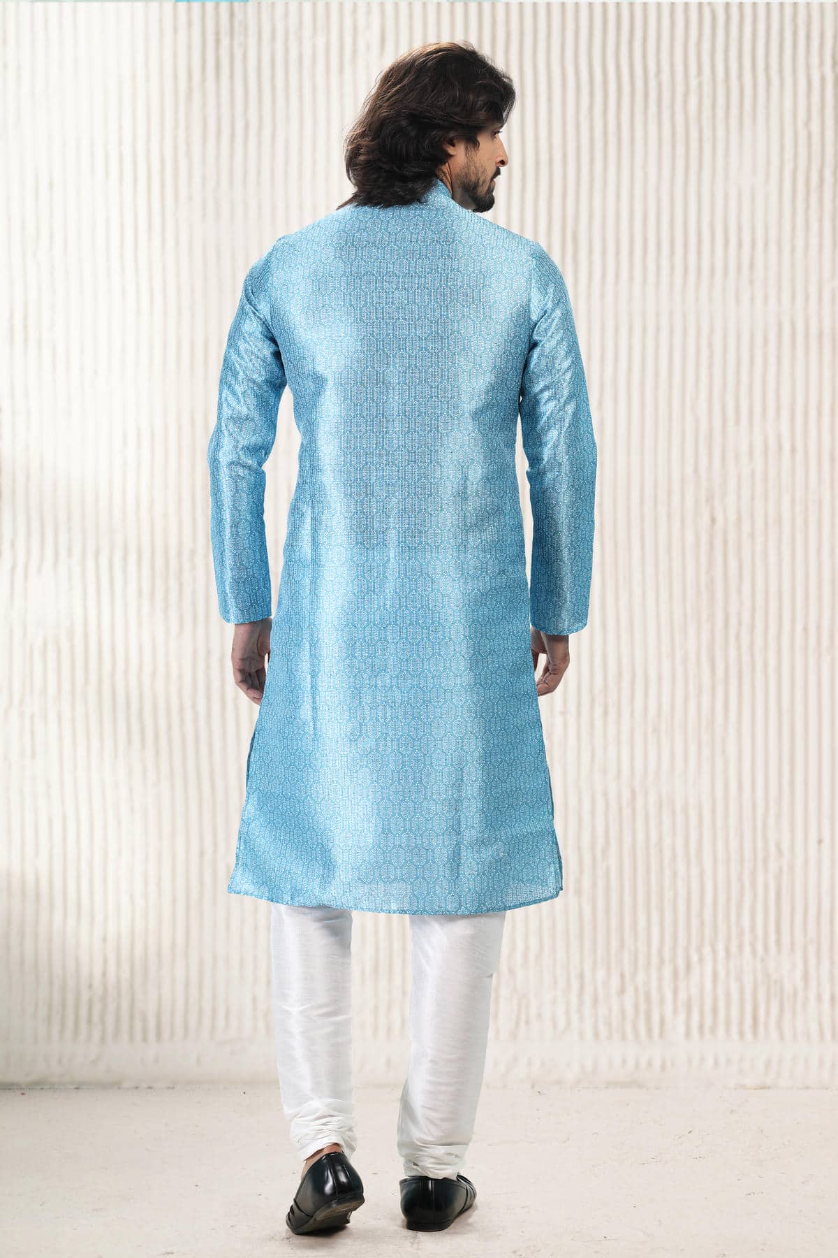 Jacquard Banarasi Silk Kurta Pajama In Sky Blue colour KP1230423 C