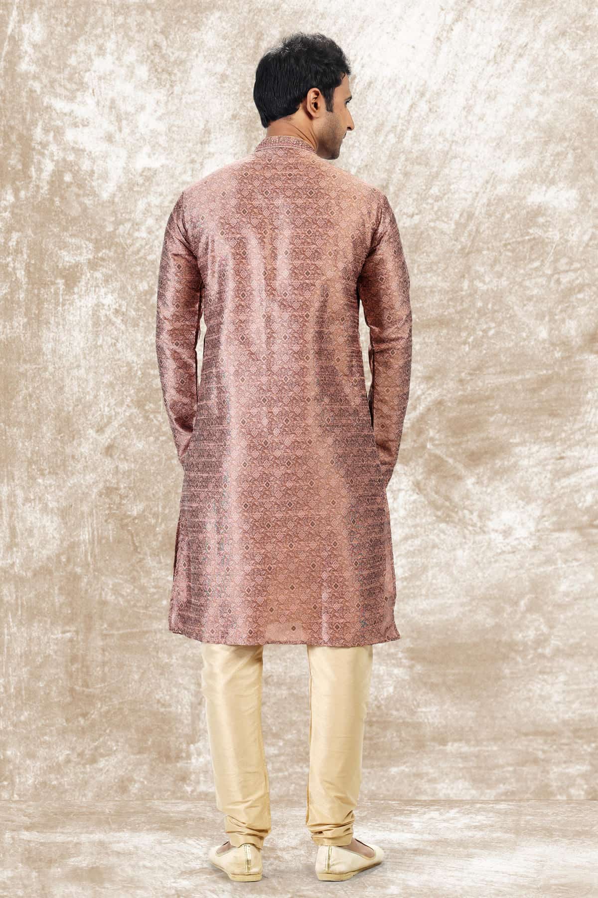 Jacquard Silk Brocade Kurta Pajama In Beige colour KP1230345 C