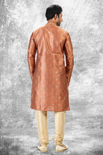 Jacquard Silk Brocade Kurta Pajama In Beige colour KP1230349 C