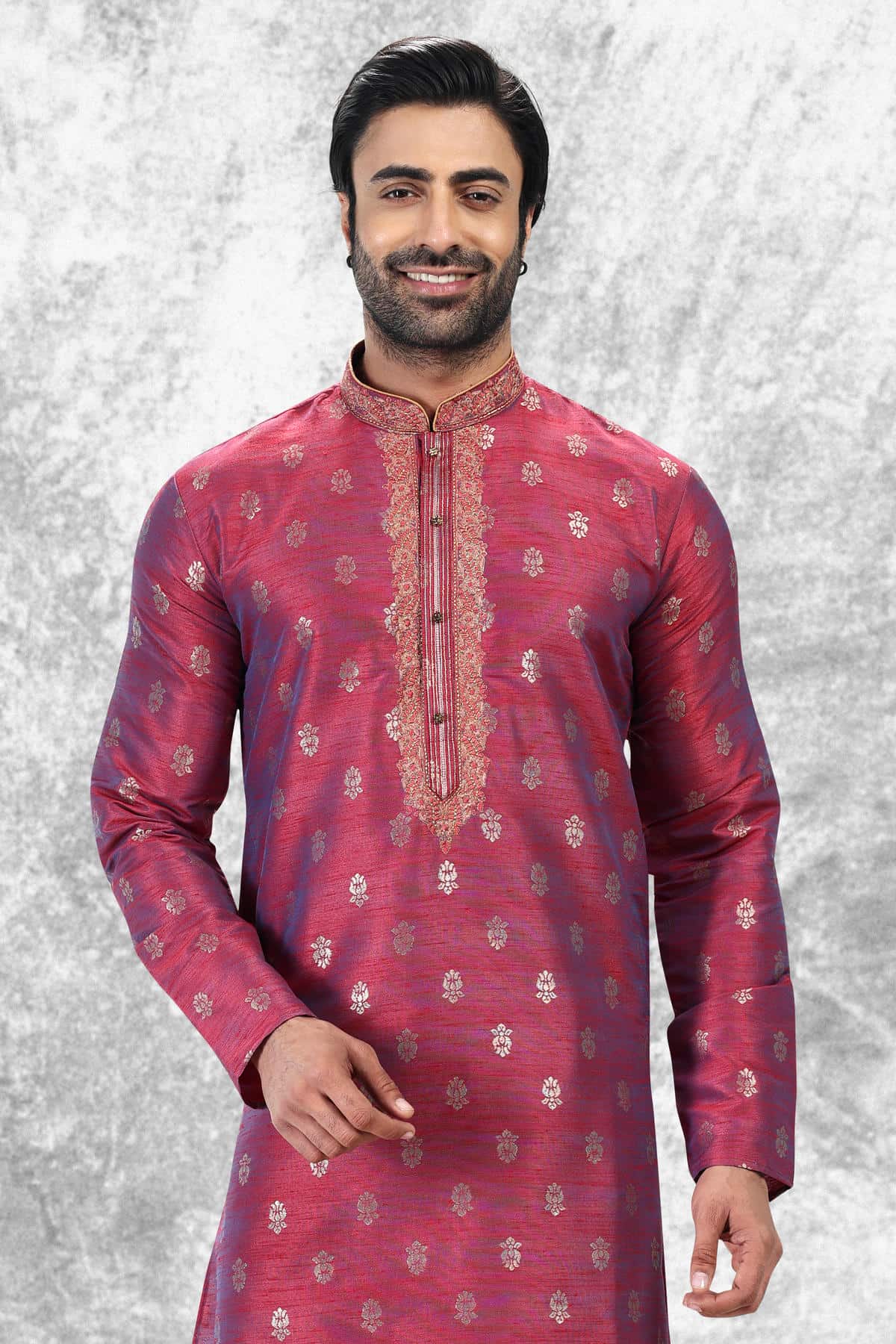 Jacquard Silk Brocade Kurta Pajama In Beige colour KP1230351 D